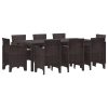 Trädgårds matgrupp 9 pcs Brun Plast vidaXL 200 x 100 x 73 cm – miniatyr 2