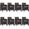 Trädgårds matgrupp 9 pcs Brun Plast vidaXL 200 x 100 x 73 cm – miniatyr 4