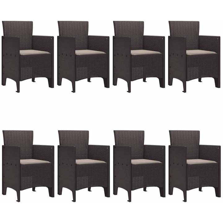 Trädgårds matgrupp 9 pcs Brun Plast vidaXL 200 x 100 x 73 cm – bild 4