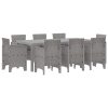 Trädgårds matgrupp 9 pcs Ljusgrå Konstrotting vidaXL 200 x 100 x 73 cm – miniatyr 2