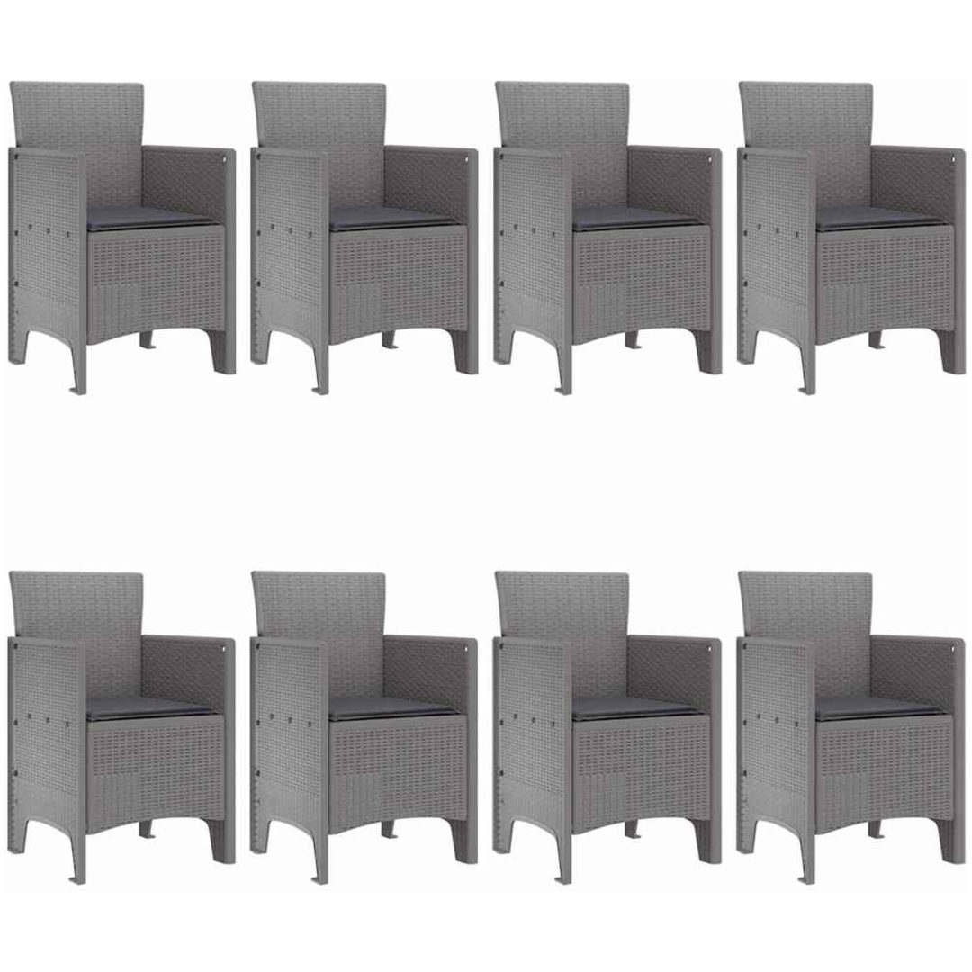Trädgårds matgrupp 9 pcs Ljusgrå Konstrotting vidaXL 200 x 100 x 73 cm – bild 4