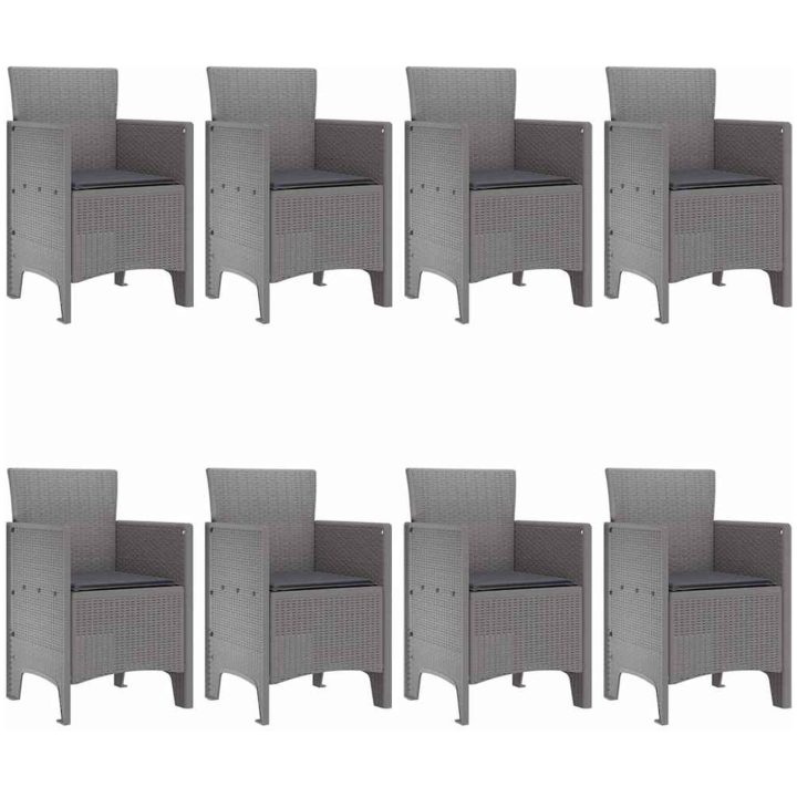 Trädgårds matgrupp 9 pcs Ljusgrå Konstrotting vidaXL 200 x 100 x 73 cm – bild 4