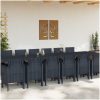 Trädgårds matgrupp med kuddar 15 pcs Antracit Plast Rattan vidaXL Stor – miniatyr 3