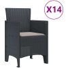 Trädgårds matgrupp med kuddar 15 pcs Antracit Plast Rattan vidaXL Stor – miniatyr 5