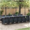 Trädgårds matgrupp med kuddar 15 pcs Antracit Plast Rattan vidaXL Stor – miniatyr 1