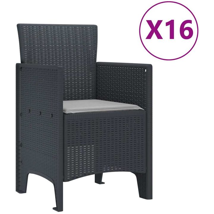 Trädgårds matgrupp med kuddar 17 pcs Antracit vidaXL Large – bild 5
