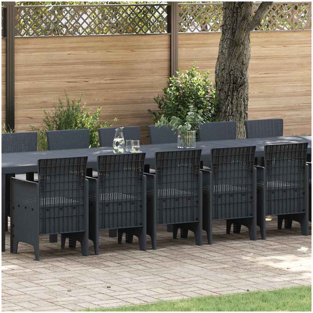 Trädgårds matgrupp med kuddar 17 pcs Antracit vidaXL Large