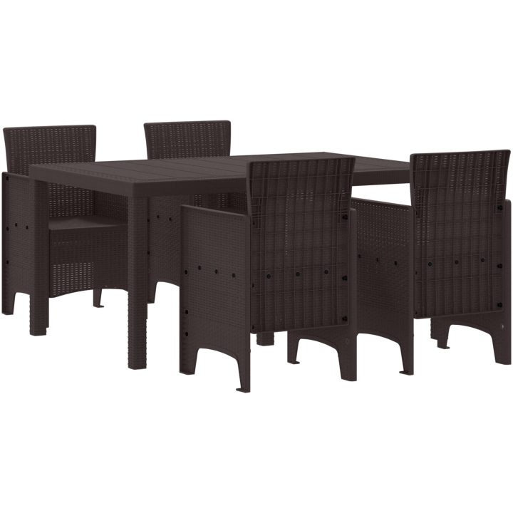 Trädgårds matplats 5 pcs Brun Plast vidaXL 150 x 100 x 73 cm – bild 2