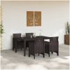 Trädgårds matplats 5 pcs Brun Plast vidaXL 150 x 100 x 73 cm – miniatyr 3