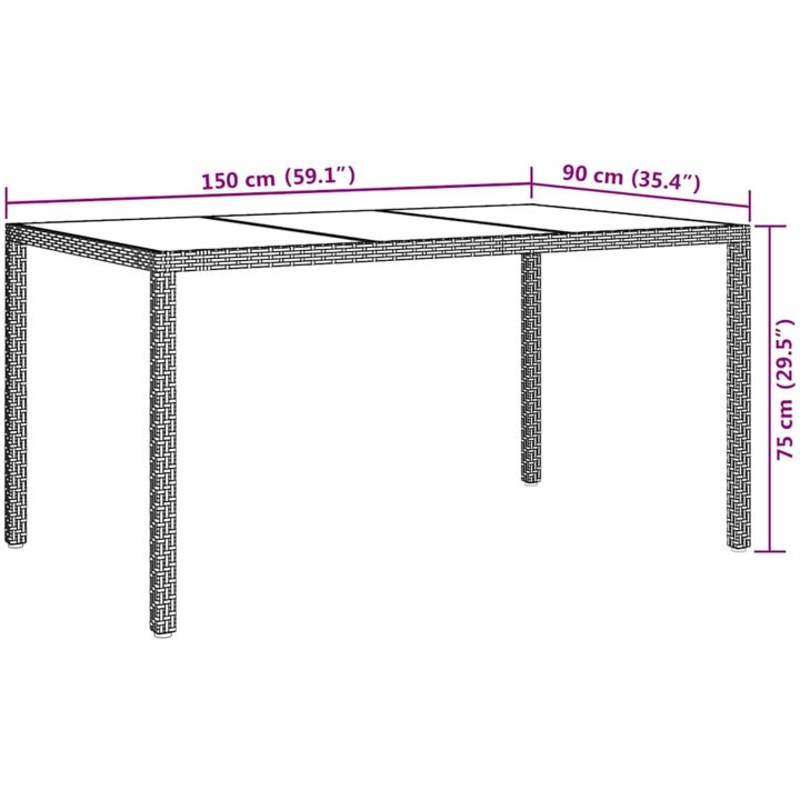 Trädgårds-matsalbord Vitt Konstrotting vidaXL 150 x 90 x 75 cm – bild 7