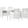 Trädgårds matsals set 5 pcs Vit PE Rattan vidaXL 150 x 100 x 73 cm – miniatyr 2