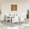 Trädgårds matsals set 5 pcs Vit PE Rattan vidaXL 150 x 100 x 73 cm – miniatyr 3