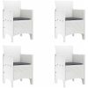 Trädgårds matsals set 5 pcs Vit PE Rattan vidaXL 150 x 100 x 73 cm – miniatyr 4