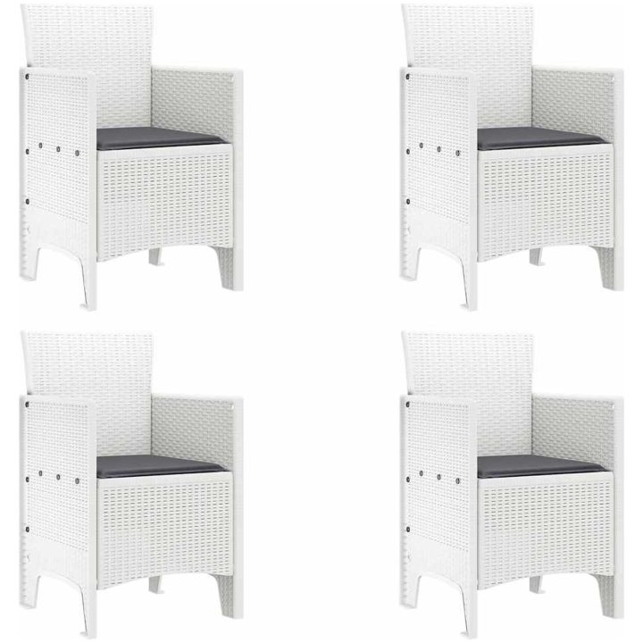 Trädgårds matsals set 5 pcs Vit PE Rattan vidaXL 150 x 100 x 73 cm – bild 4