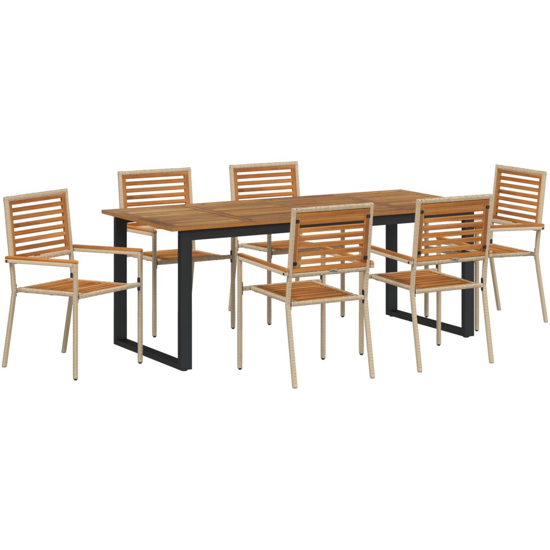 Trädgårds matsalset 7 pcs Beige vidaXL 200 x 90 x 75 cm – bild 2