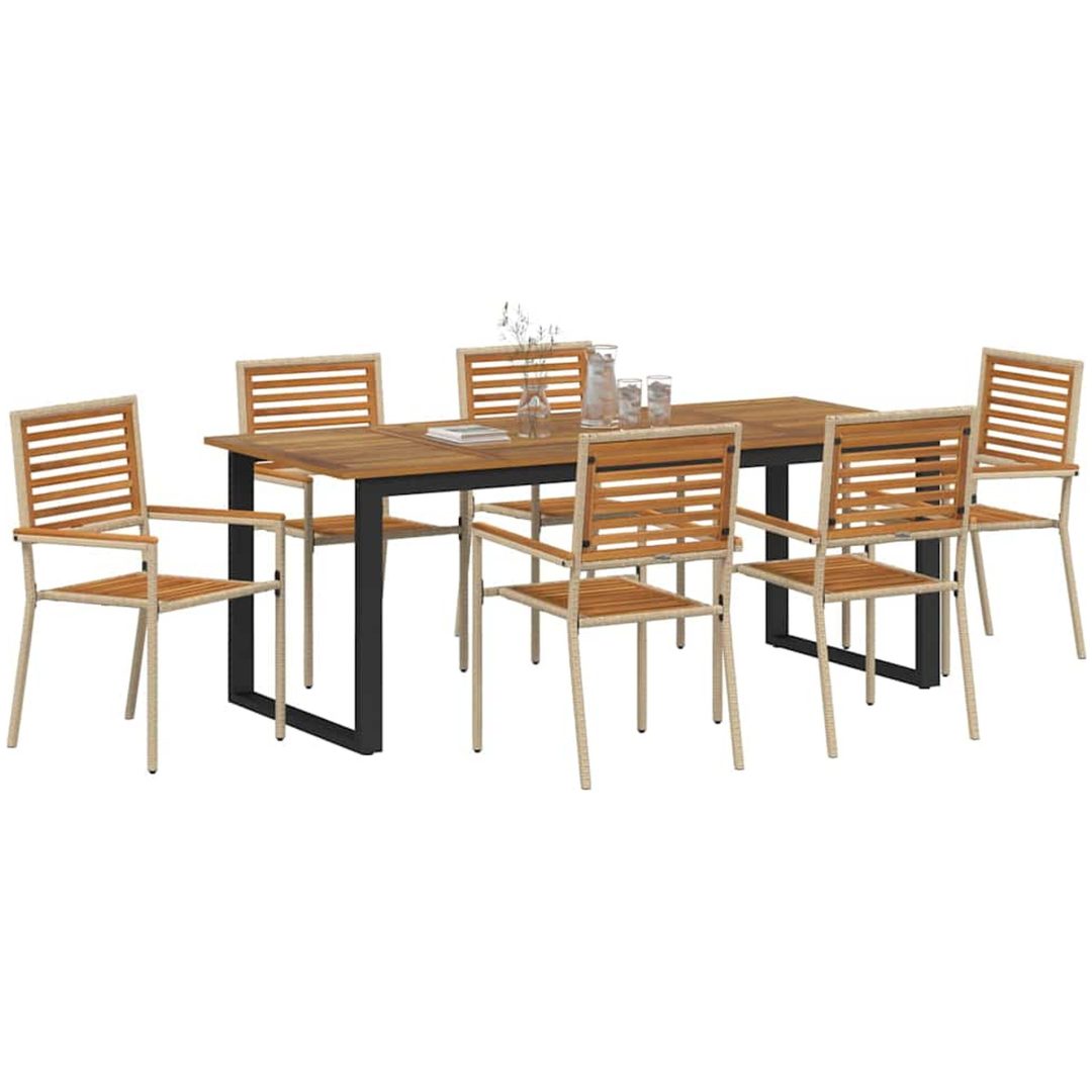 Trädgårds matsalset 7 pcs Beige vidaXL 200 x 90 x 75 cm – bild 3