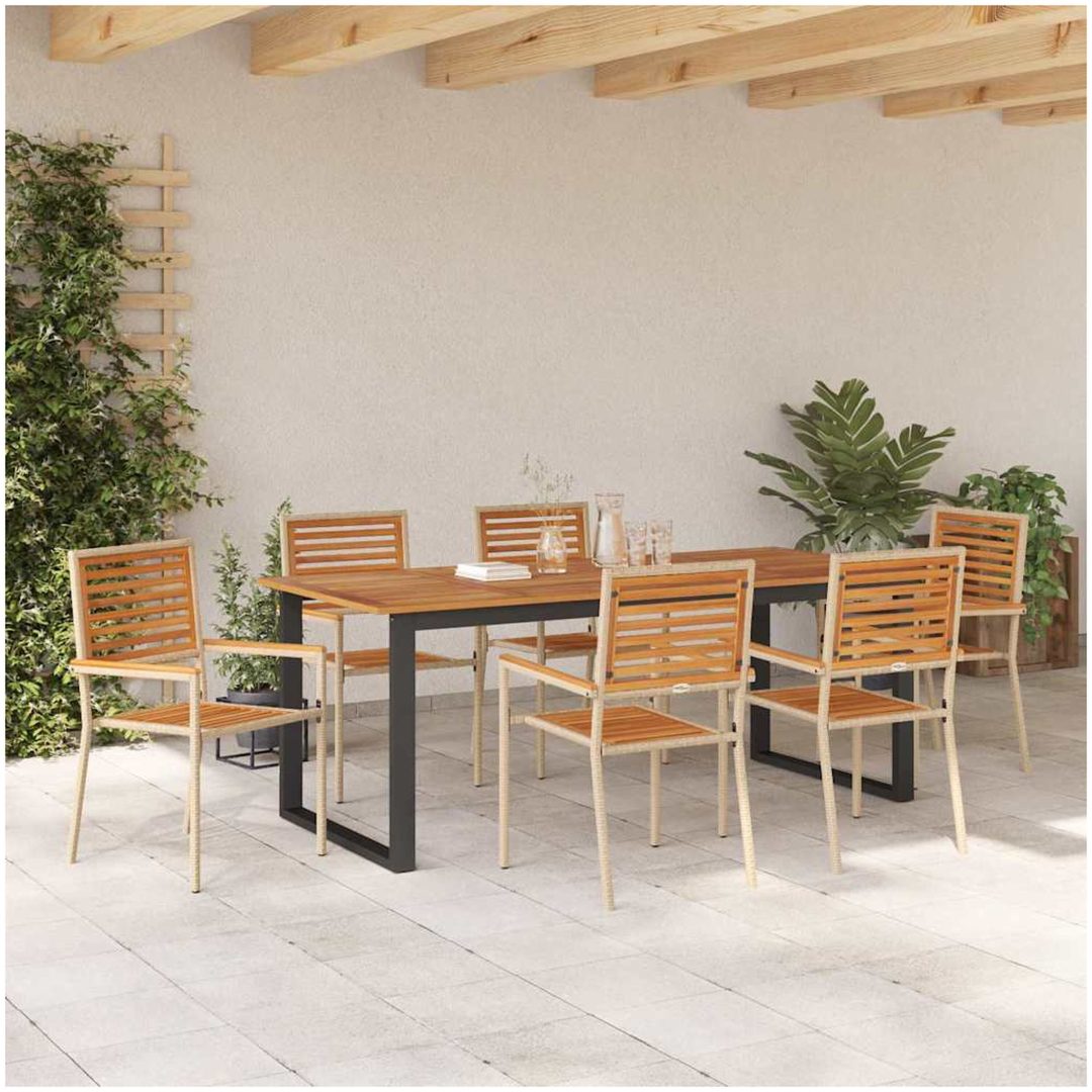 Trädgårds matsalset 7 pcs Beige vidaXL 200 x 90 x 75 cm – bild 4