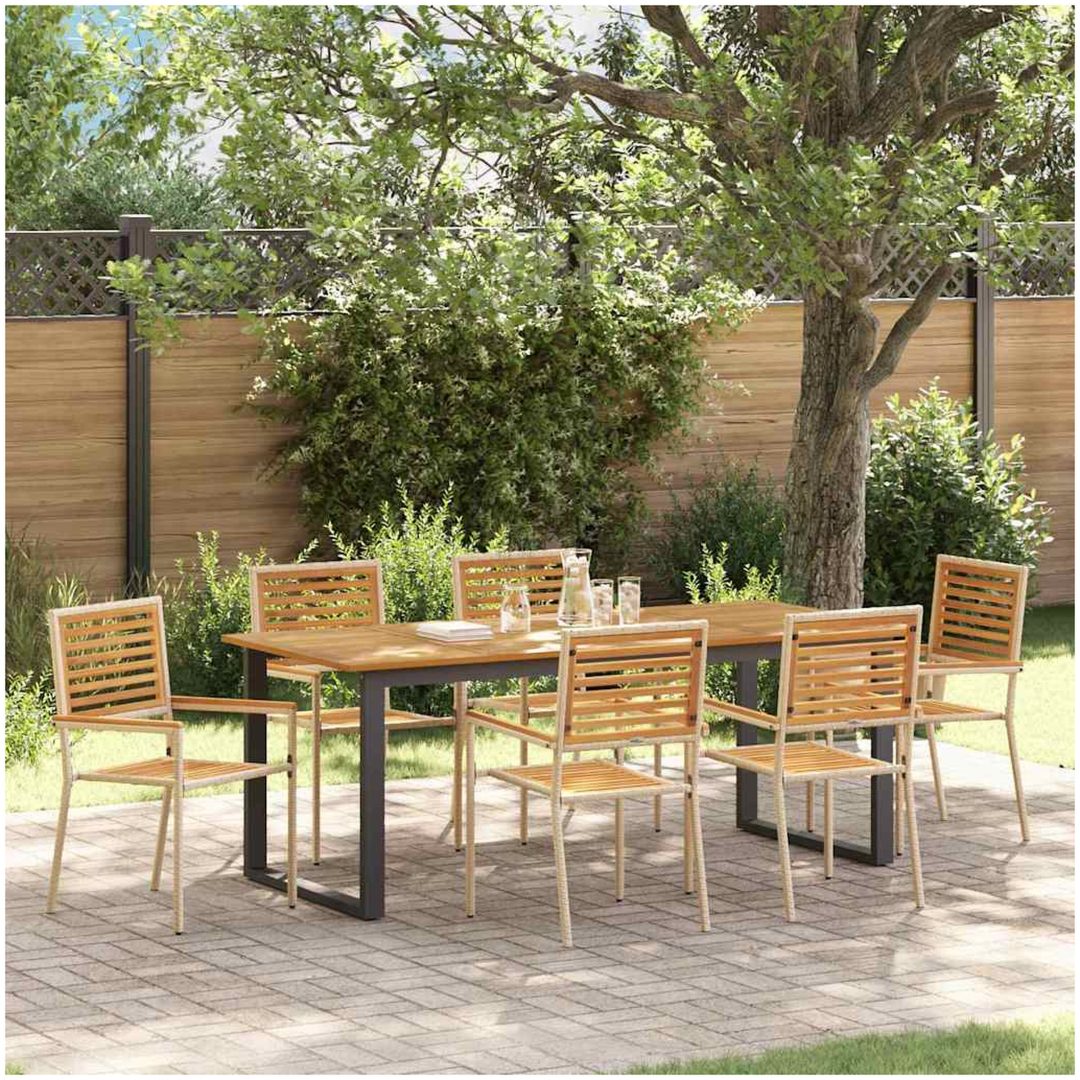 Trädgårds matsalset 7 pcs Beige vidaXL 200 x 90 x 75 cm