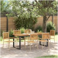 Trädgårds matsalset 7 pcs Beige vidaXL