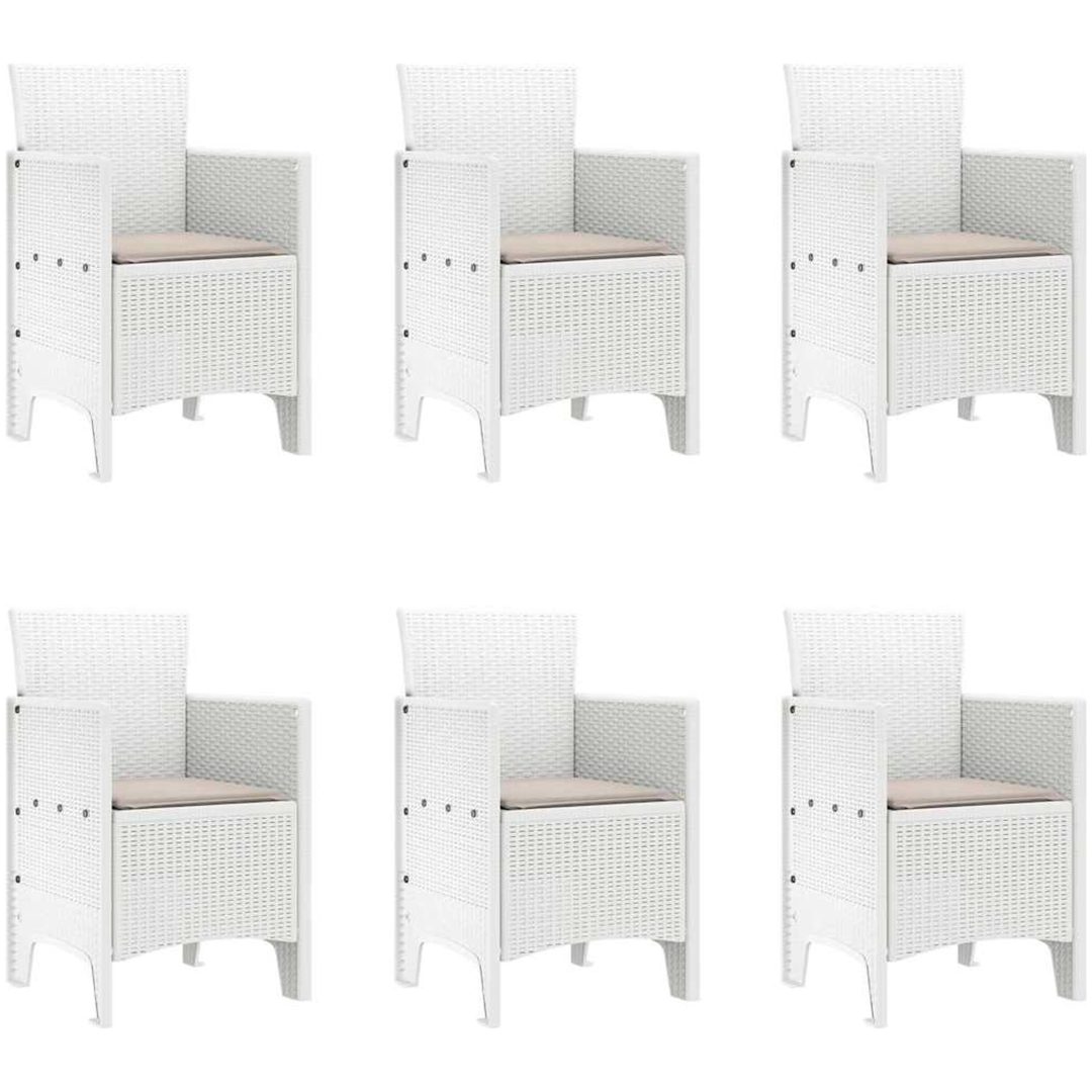 Trädgårds matsalset 7 pcs Vit Konstrotting vidaXL 200 x 100 x 73 cm – bild 5