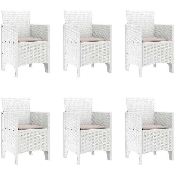 Trädgårds matsalset 7 pcs Vit Konstrotting vidaXL 200 x 100 x 73 cm – bild 5