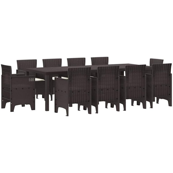 Trädgårds Matsalsset 11 pcs Brun Konstrotting vidaXL 250 x 100 x 73 cm – bild 2