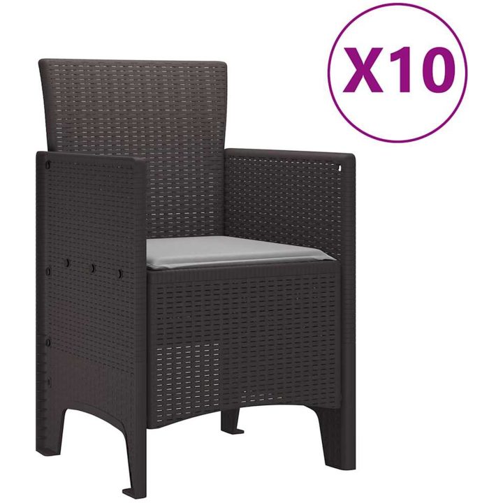Trädgårds Matsalsset 11 pcs Brun PE Rattan vidaXL 250 x 100 x 73 cm – bild 5