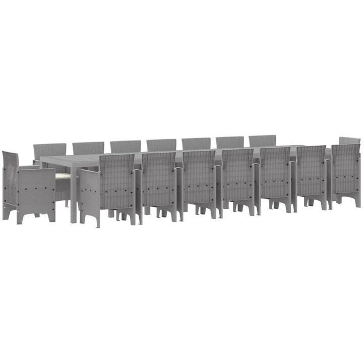 Trädgårds Matsalsset 17 pcs Ljusgrå Rattan / Metall vidaXL Large – bild 2