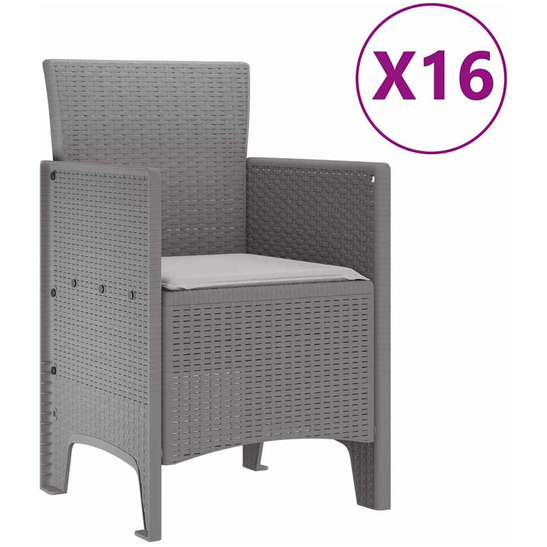 Trädgårds Matsalsset 17 pcs Ljusgrå Rotting vidaXL Large – bild 5
