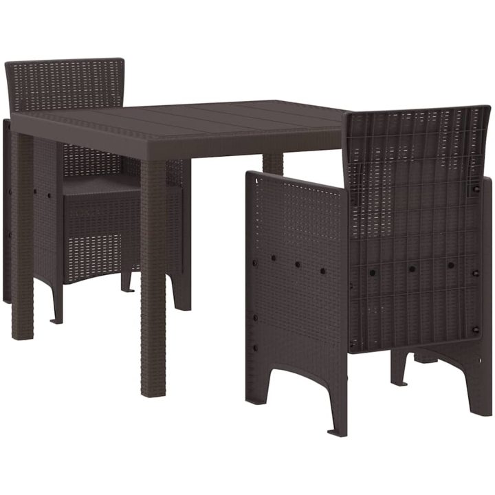 Trädgårds Matsalsset 3 pcs Brun vidaXL 100 x 100 x 73 cm – bild 2