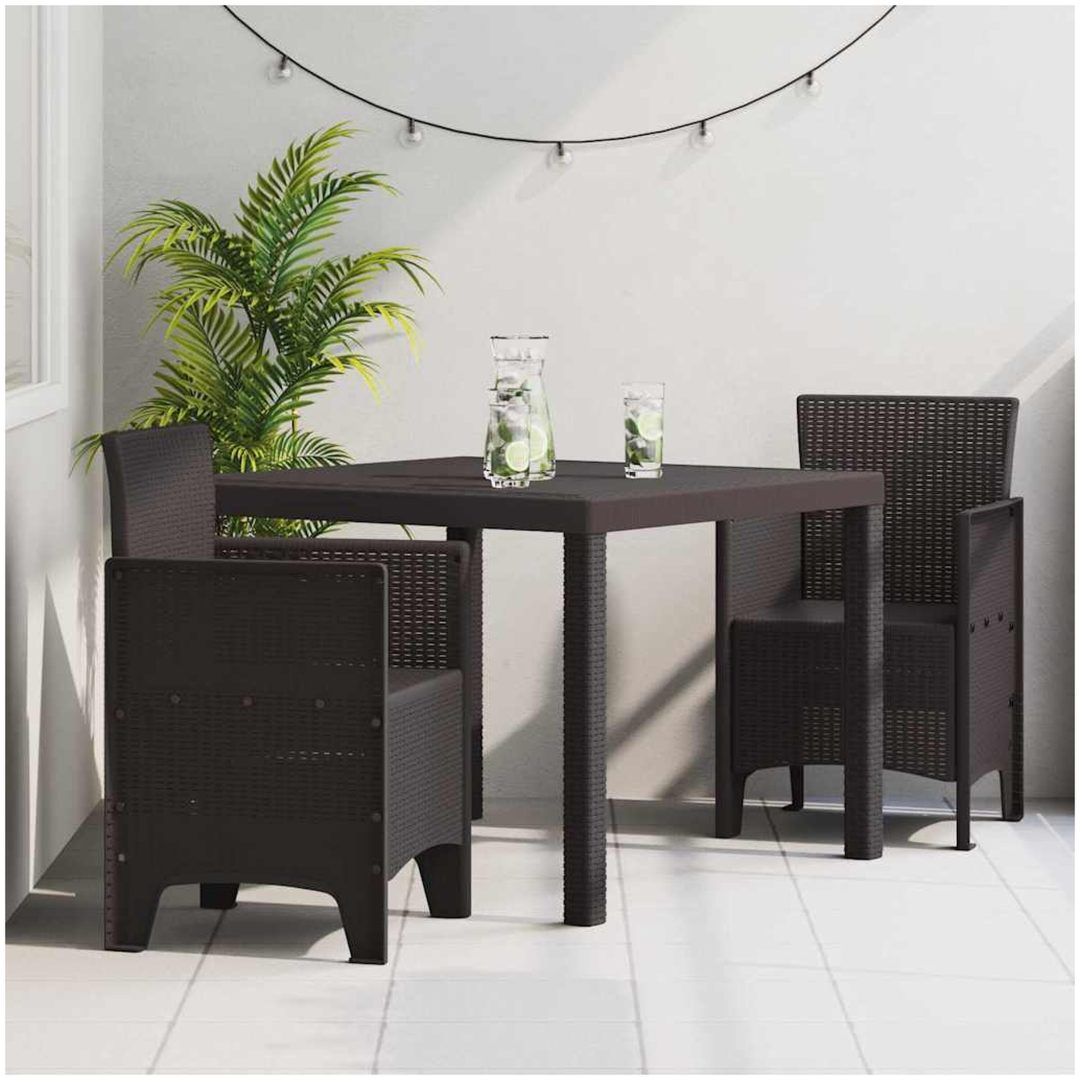Trädgårds Matsalsset 3 pcs Brun vidaXL 100 x 100 x 73 cm