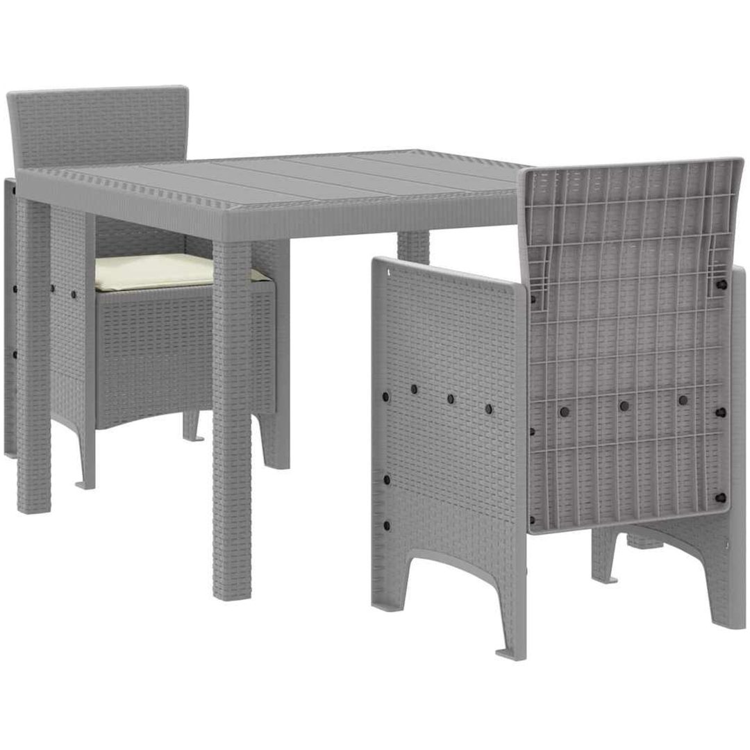 Trädgårds matsalsset 3 pcs Ljusgrå Plast vidaXL 100 x 100 x 73 cm – bild 2