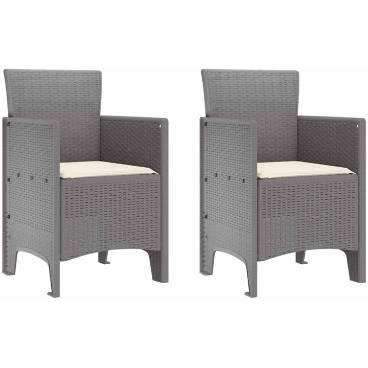 Trädgårds matsalsset 3 pcs Ljusgrå Plast vidaXL 100 x 100 x 73 cm – bild 5