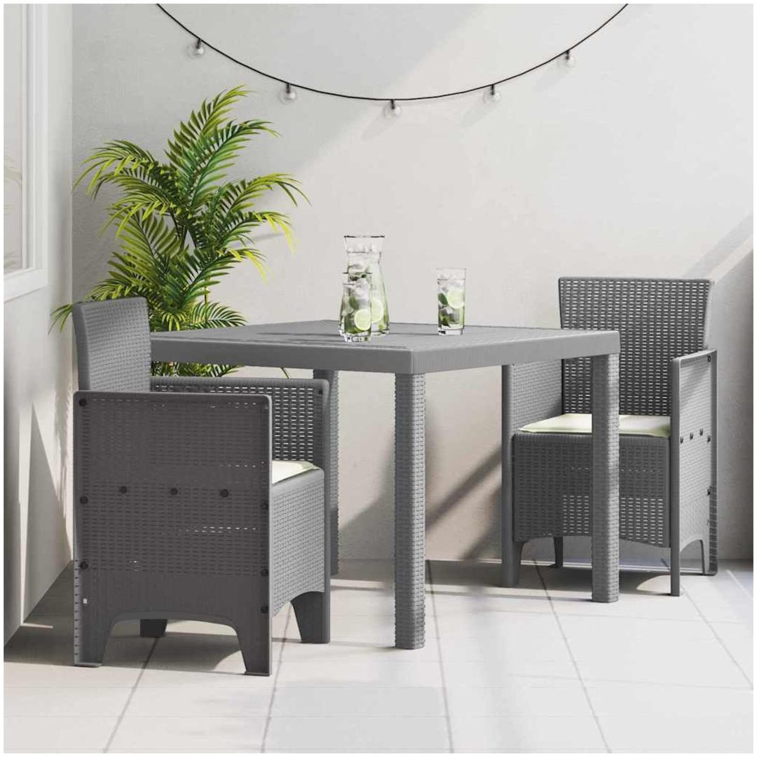 Trädgårds matsalsset 3 pcs Ljusgrå Plast vidaXL 100 x 100 x 73 cm