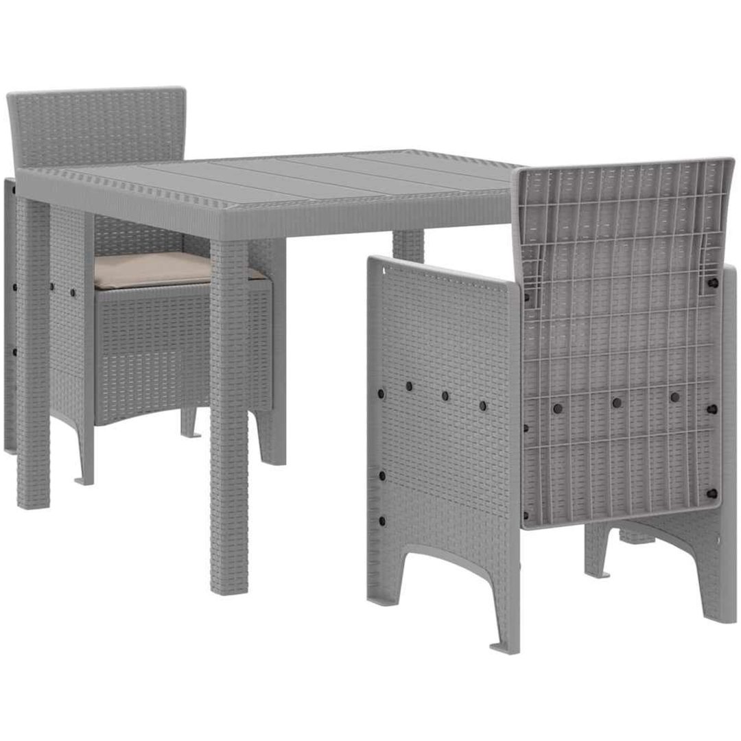Trädgårds matsalsset 3 pcs Ljusgrå vidaXL 100 x 100 x 73 cm – bild 2