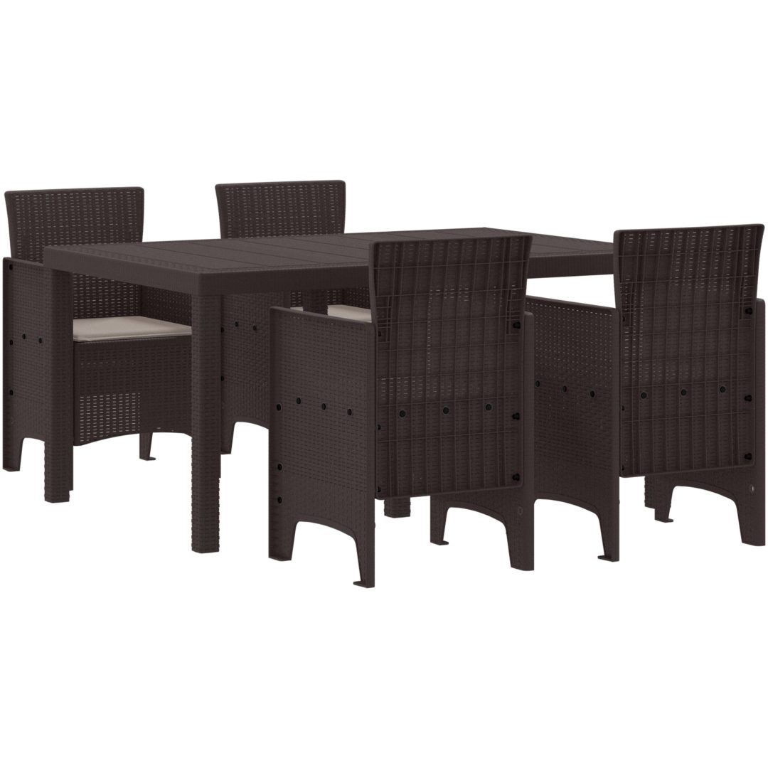 Trädgårds matsalsset 5 pcs Brun Konstrotting vidaXL 150 x 100 x 73 cm – bild 2