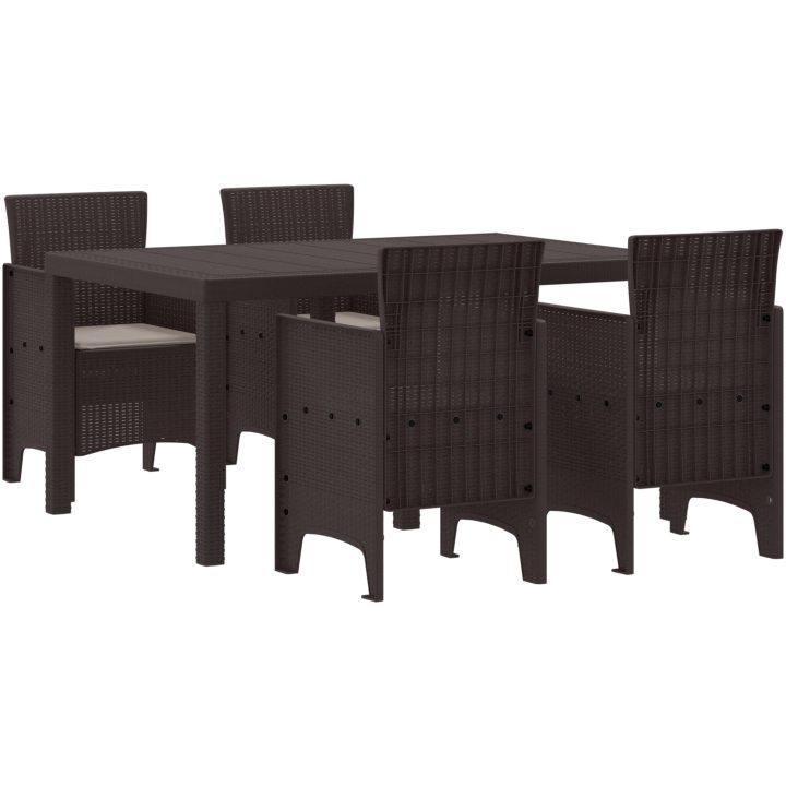 Trädgårds matsalsset 5 pcs Brun Konstrotting vidaXL 150 x 100 x 73 cm – bild 2