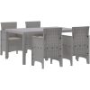 Trädgårds matsalsset 5 pcs Ljusgrå PE Rattan vidaXL 150 x 100 x 73 cm – miniatyr 2