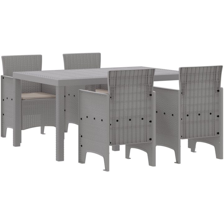 Trädgårds matsalsset 5 pcs Ljusgrå PE Rattan vidaXL 150 x 100 x 73 cm – bild 2