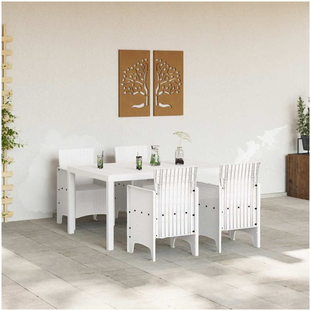 Trädgårds matsalsset 5 pcs Vit Konstrotting vidaXL 150 x 100 x 73 cm – bild 3