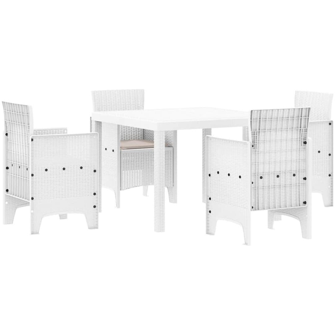 Trädgårds matsalsset 5 pcs Vit Rotting vidaXL 100 x 100 x 73 cm – bild 2