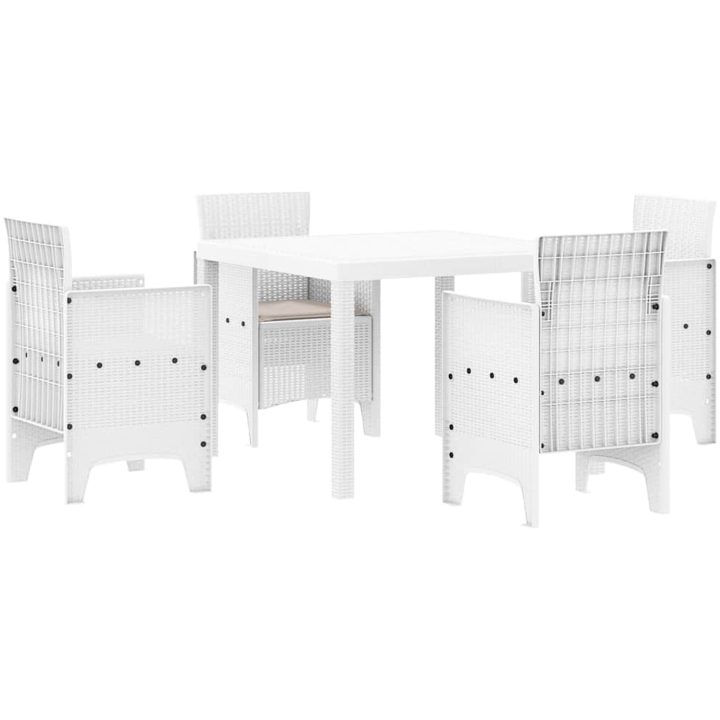 Trädgårds matsalsset 5 pcs Vit Rotting vidaXL 100 x 100 x 73 cm – bild 2