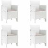 Trädgårds matsalsset 5 pcs Vit Rotting vidaXL 100 x 100 x 73 cm – miniatyr 5