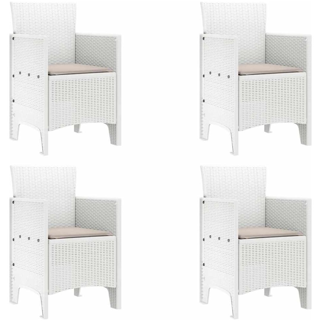 Trädgårds matsalsset 5 pcs Vit Rotting vidaXL 100 x 100 x 73 cm – bild 5