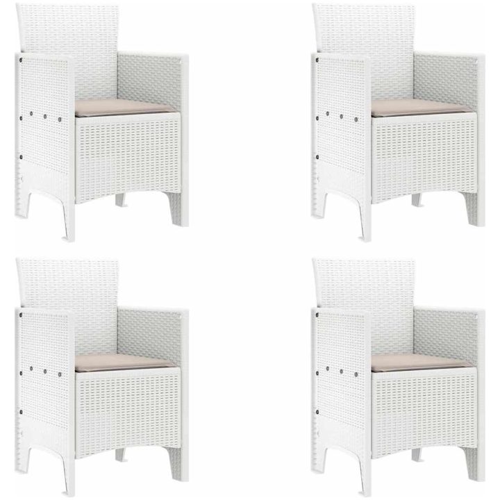 Trädgårds matsalsset 5 pcs Vit Rotting vidaXL 100 x 100 x 73 cm – bild 5