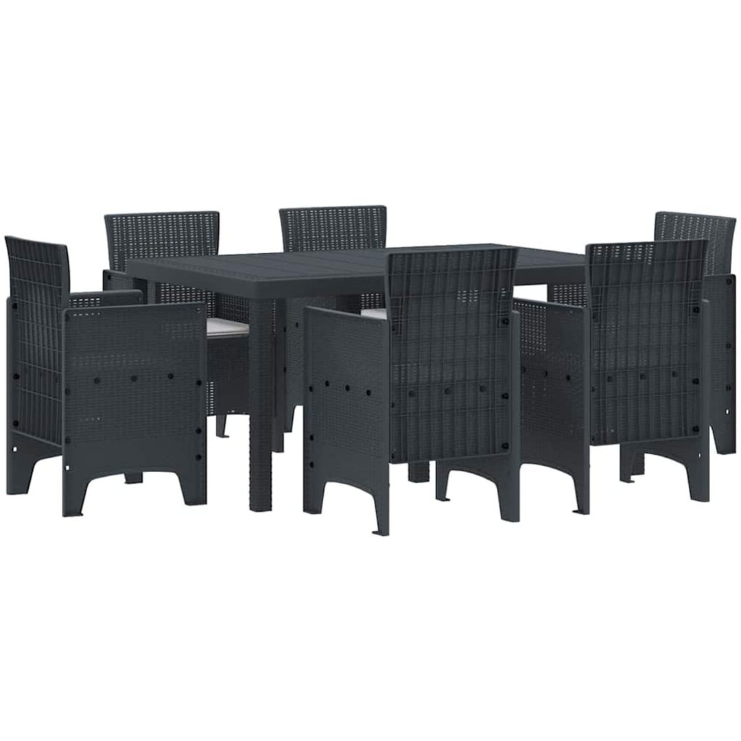 Trädgårds matsalsset 7 pcs Antracit PE Rattan vidaXL 150 x 100 x 73 cm – bild 2