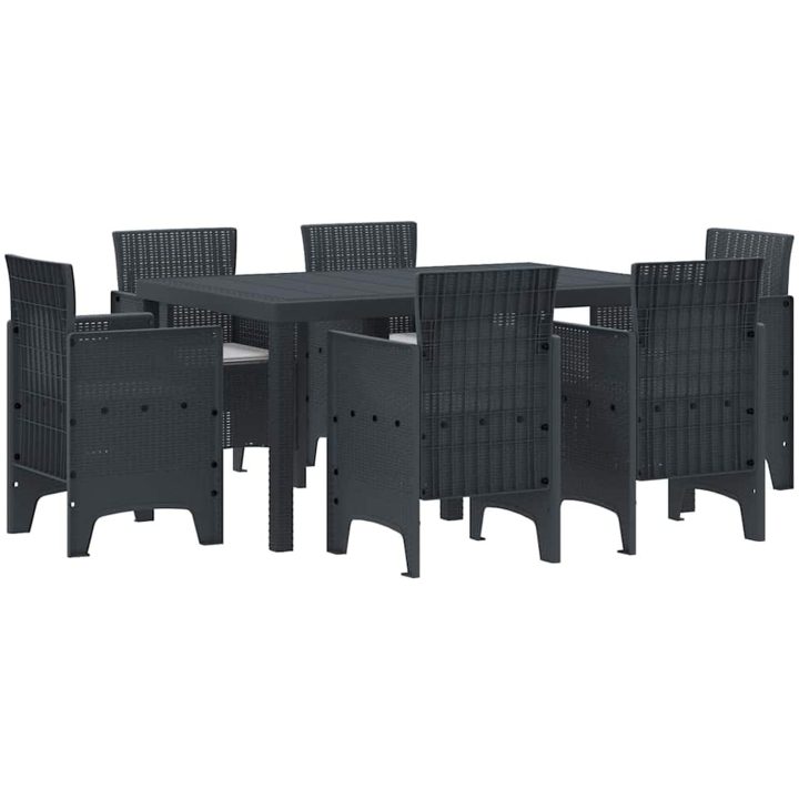 Trädgårds matsalsset 7 pcs Antracit PE Rattan vidaXL 150 x 100 x 73 cm – bild 2