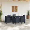 Trädgårds matsalsset 7 pcs Antracit PE Rattan vidaXL 150 x 100 x 73 cm – miniatyr 3