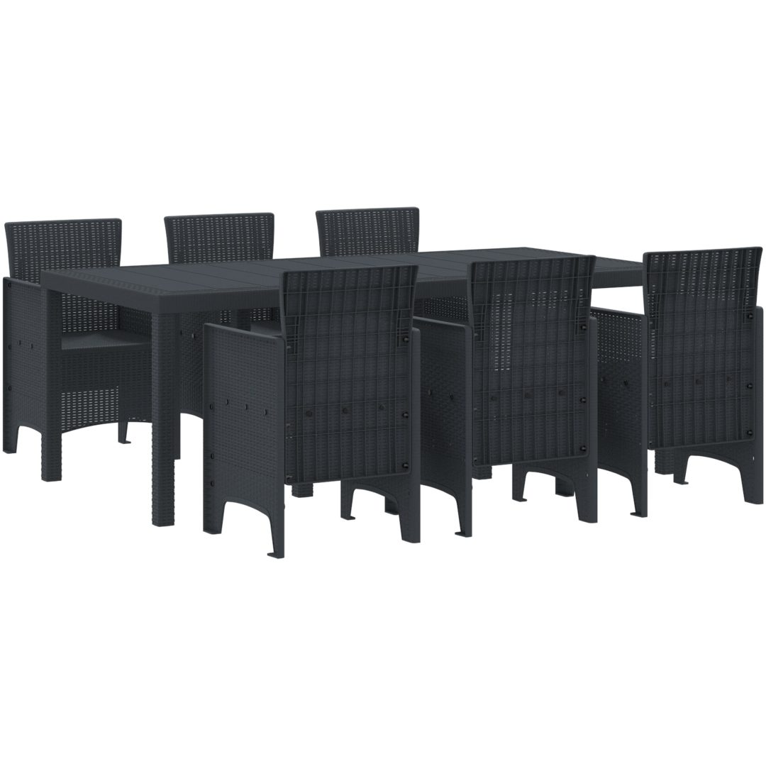 Trädgårds matsalsset 7 pcs Antracit vidaXL 200 x 100 x 73 cm – bild 2