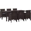 Trädgårds matsalsset 7 pcs Brun Polypropylen vidaXL 200 x 100 x 73 cm – miniatyr 2